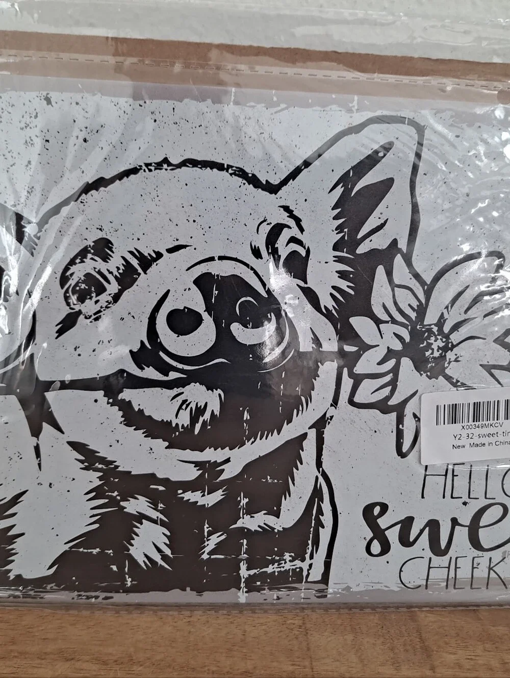Sweet Pig Graphic Wall Art Print Black & White Tin Bathroom Sign Farm House